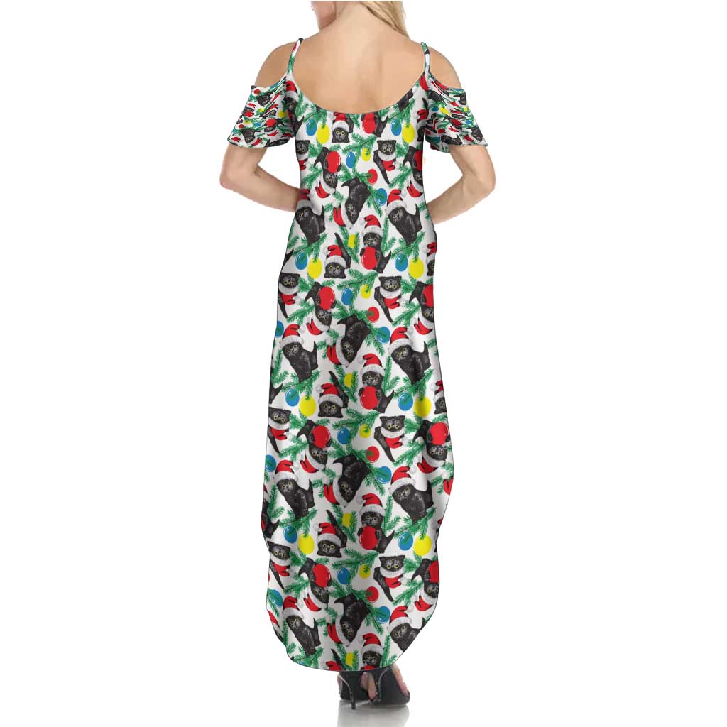 Black Cat Christmas Christmas Family Matching Summer Maxi Dress and Hawaiian Shirt Xmas Holiday Patterns - Wonder Print Shop