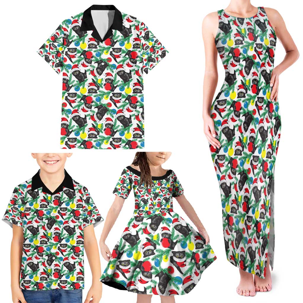 Black Cat Christmas Christmas Family Matching Tank Maxi Dress and Hawaiian Shirt Xmas Holiday Patterns - Wonder Print Shop