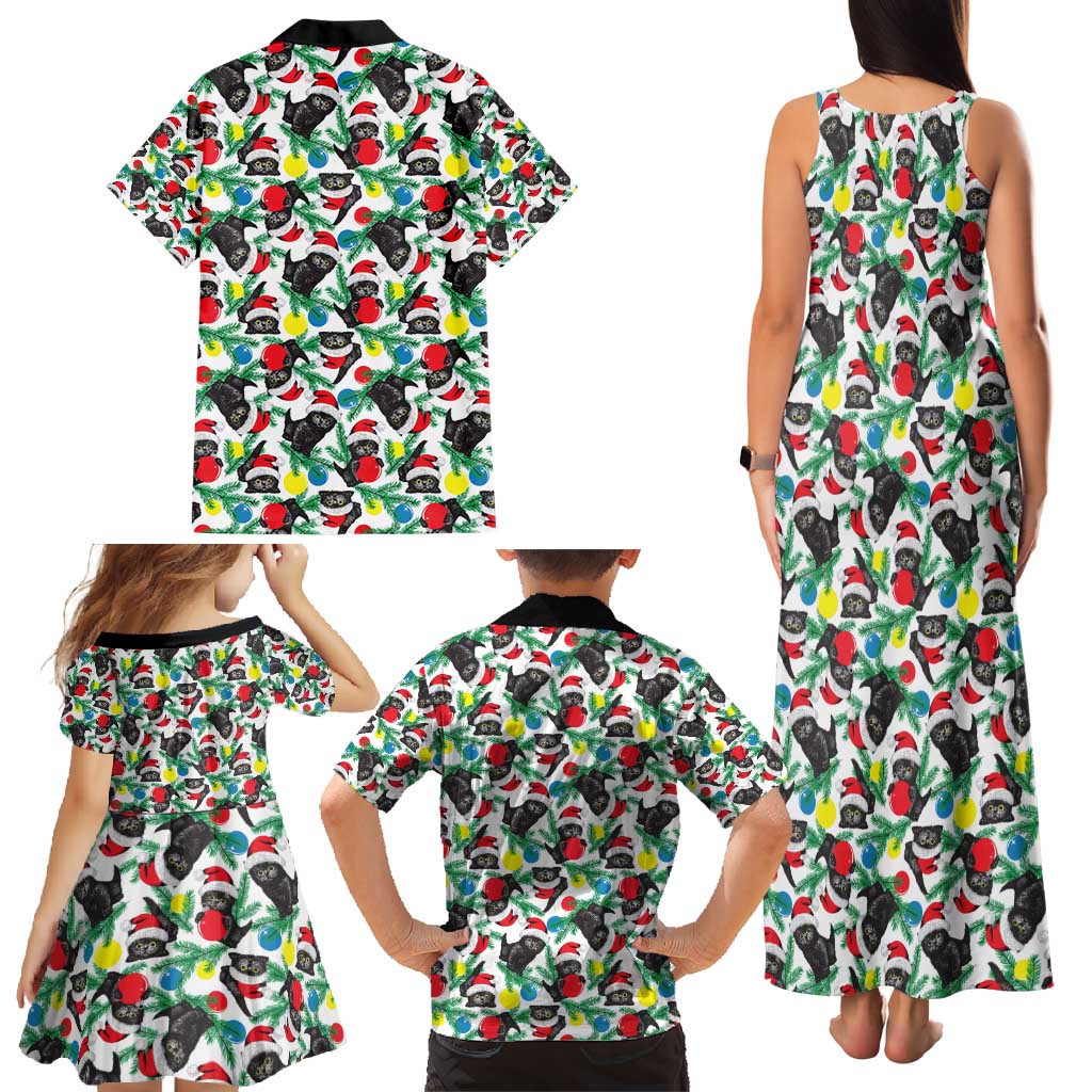 Black Cat Christmas Christmas Family Matching Tank Maxi Dress and Hawaiian Shirt Xmas Holiday Patterns - Wonder Print Shop