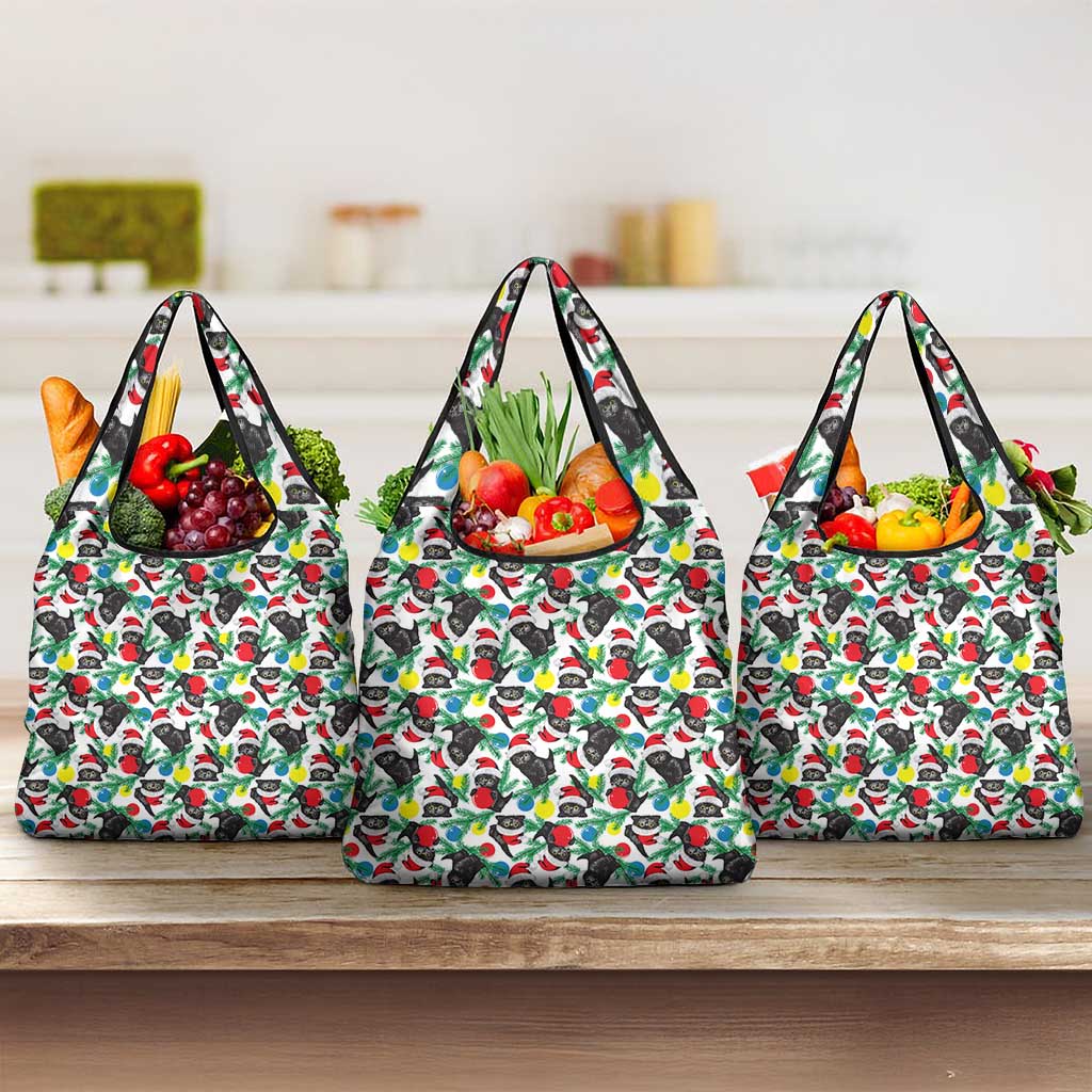 Black Cat Christmas Christmas Grocery Bag Xmas Holiday Patterns - Wonder Print Shop