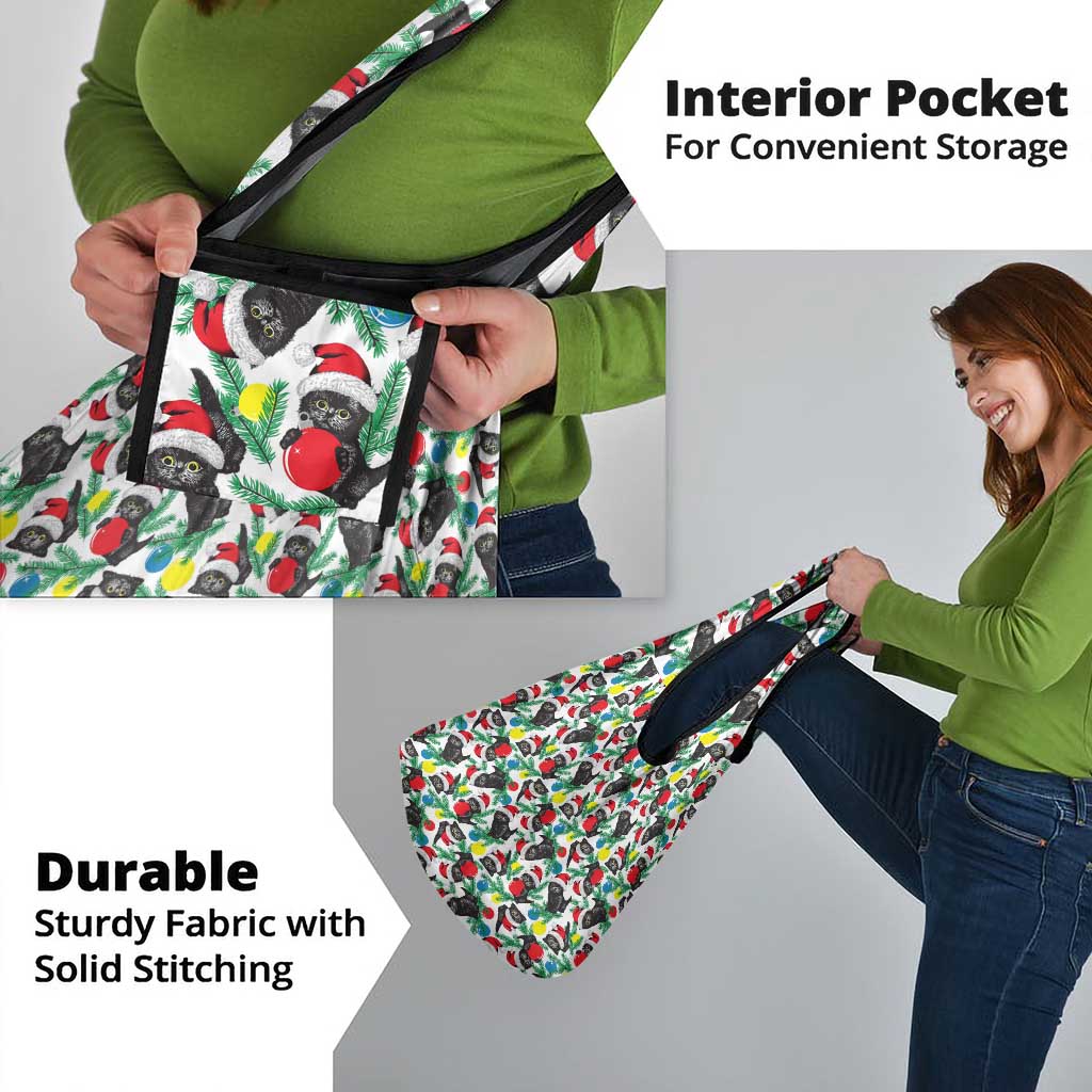 Black Cat Christmas Christmas Grocery Bag Xmas Holiday Patterns - Wonder Print Shop