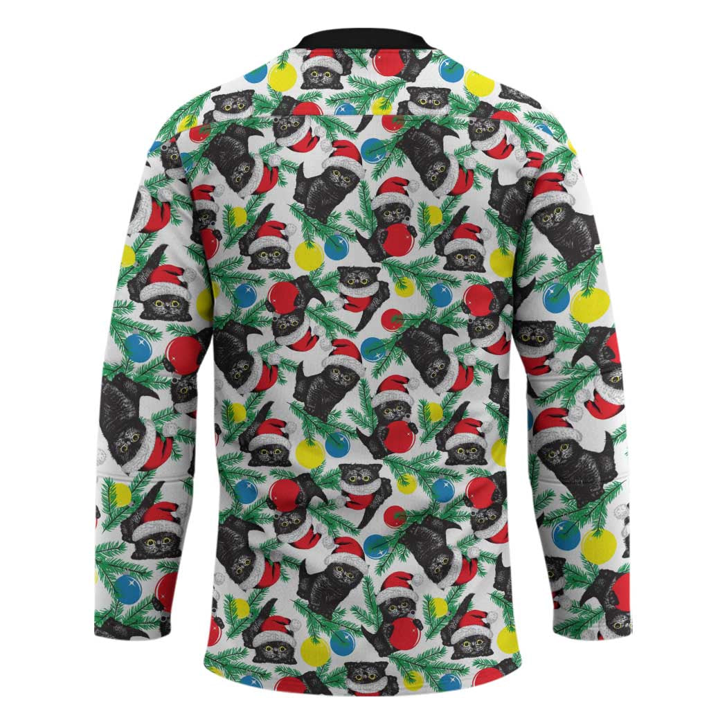 Black Cat Christmas Christmas Hockey Jersey Xmas Holiday Patterns - Wonder Print Shop
