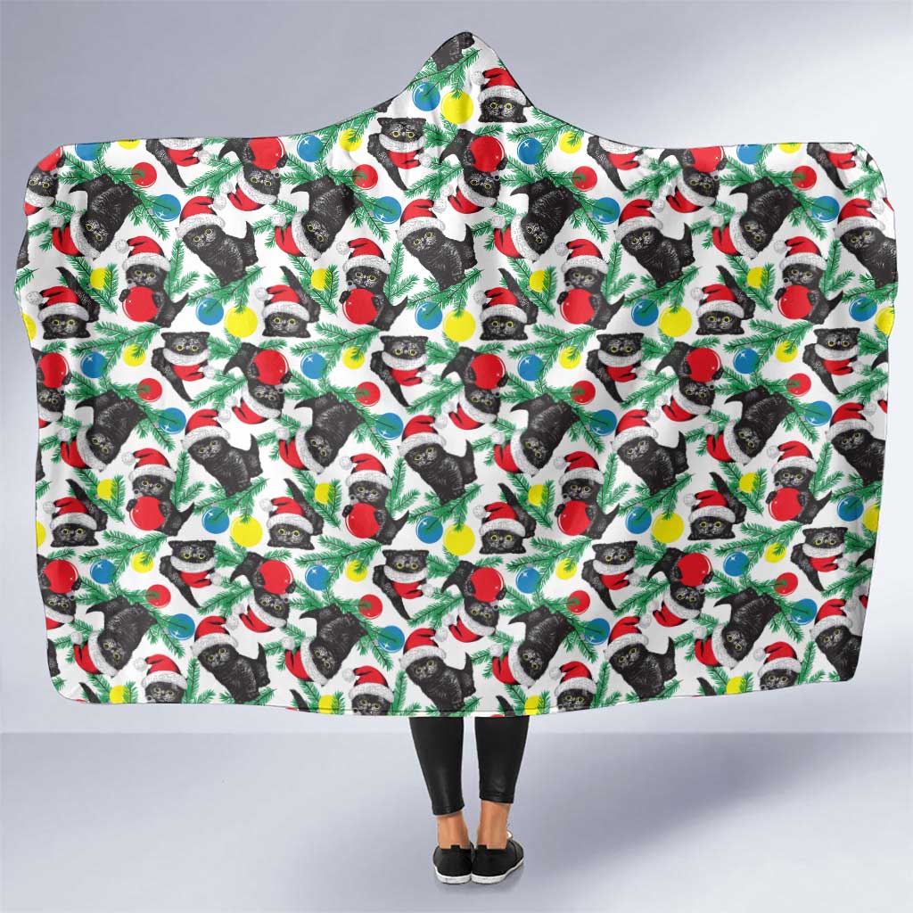 Black Cat Christmas Christmas Hooded Blanket Xmas Holiday Patterns - Wonder Print Shop
