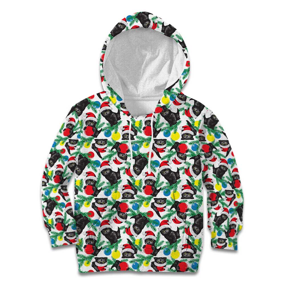 Black Cat Christmas Christmas Kid Hoodie Xmas Holiday Patterns - Wonder Print Shop