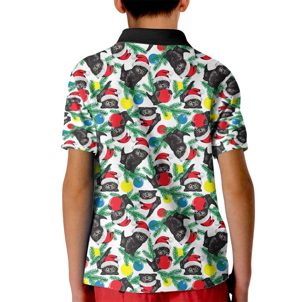 Black Cat Christmas Christmas Kid Polo Shirt Xmas Holiday Patterns - Wonder Print Shop