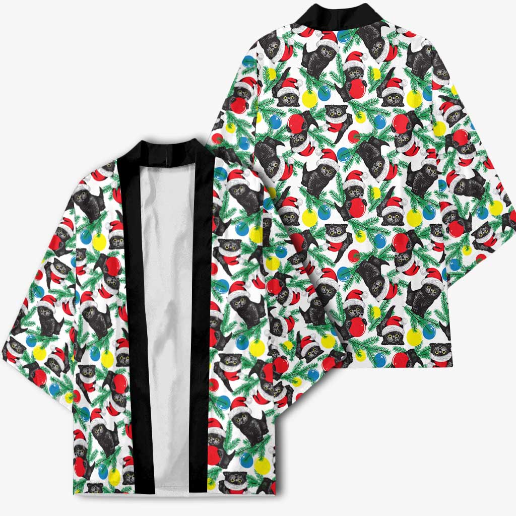 Black Cat Christmas Christmas Kimono Xmas Holiday Patterns - Wonder Print Shop