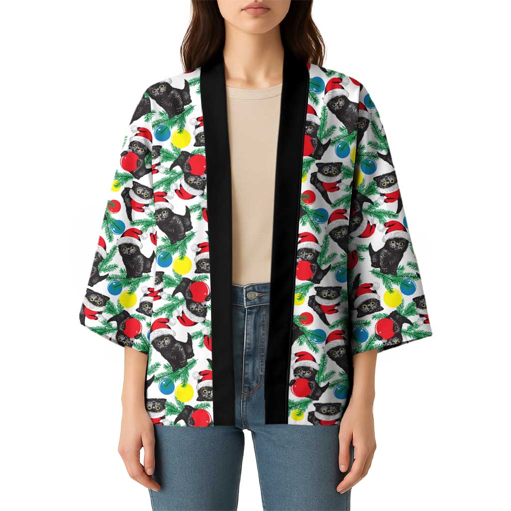 Black Cat Christmas Christmas Kimono Xmas Holiday Patterns - Wonder Print Shop
