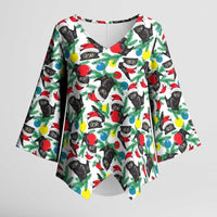 Black Cat Christmas Christmas Kimono Sleeve Blouse Xmas Holiday Patterns - Wonder Print Shop