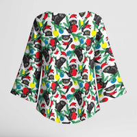 Black Cat Christmas Christmas Kimono Sleeve Blouse Xmas Holiday Patterns - Wonder Print Shop