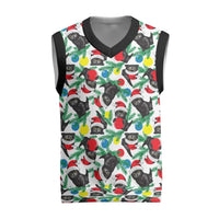 Black Cat Christmas Christmas Knitted V-Neck Vest Xmas Holiday Patterns - Wonder Print Shop