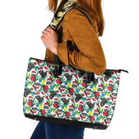 Black Cat Christmas Christmas Leather Tote Bag Xmas Holiday Patterns - Wonder Print Shop