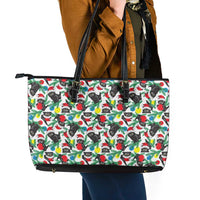 Black Cat Christmas Christmas Leather Tote Bag Xmas Holiday Patterns - Wonder Print Shop