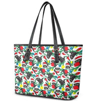 Black Cat Christmas Christmas Leather Tote Bag Xmas Holiday Patterns - Wonder Print Shop