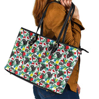 Black Cat Christmas Christmas Leather Tote Bag Xmas Holiday Patterns - Wonder Print Shop