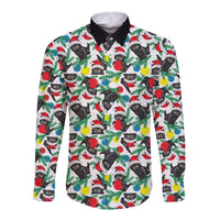 Black Cat Christmas Christmas Long Sleeve Button Shirt Xmas Holiday Patterns - Wonder Print Shop