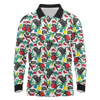 Black Cat Christmas Christmas Long Sleeve Polo Shirt Xmas Holiday Patterns - Wonder Print Shop