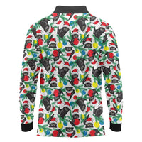 Black Cat Christmas Christmas Long Sleeve Polo Shirt Xmas Holiday Patterns - Wonder Print Shop