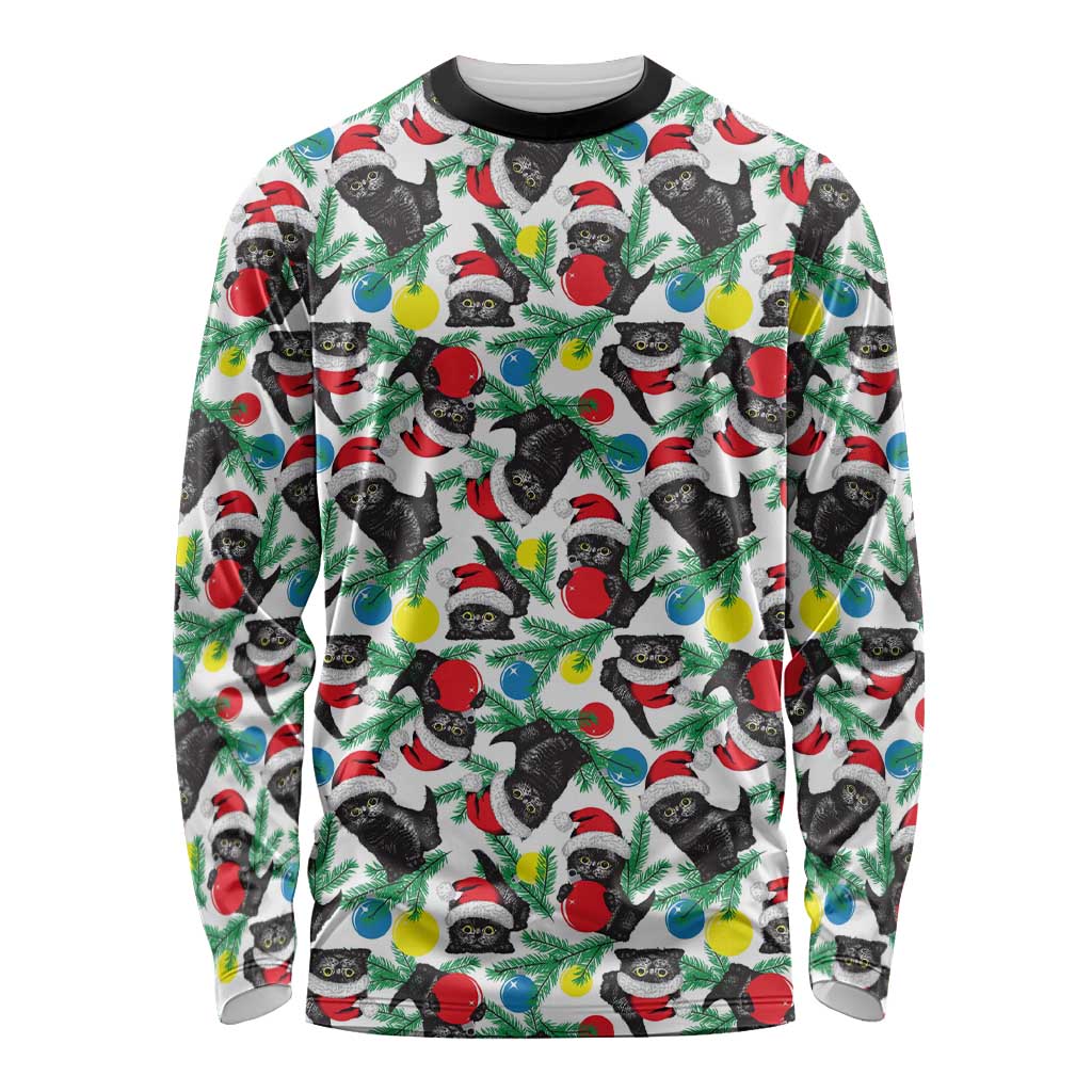 Black Cat Christmas Christmas Long Sleeve Shirt Xmas Holiday Patterns - Wonder Print Shop