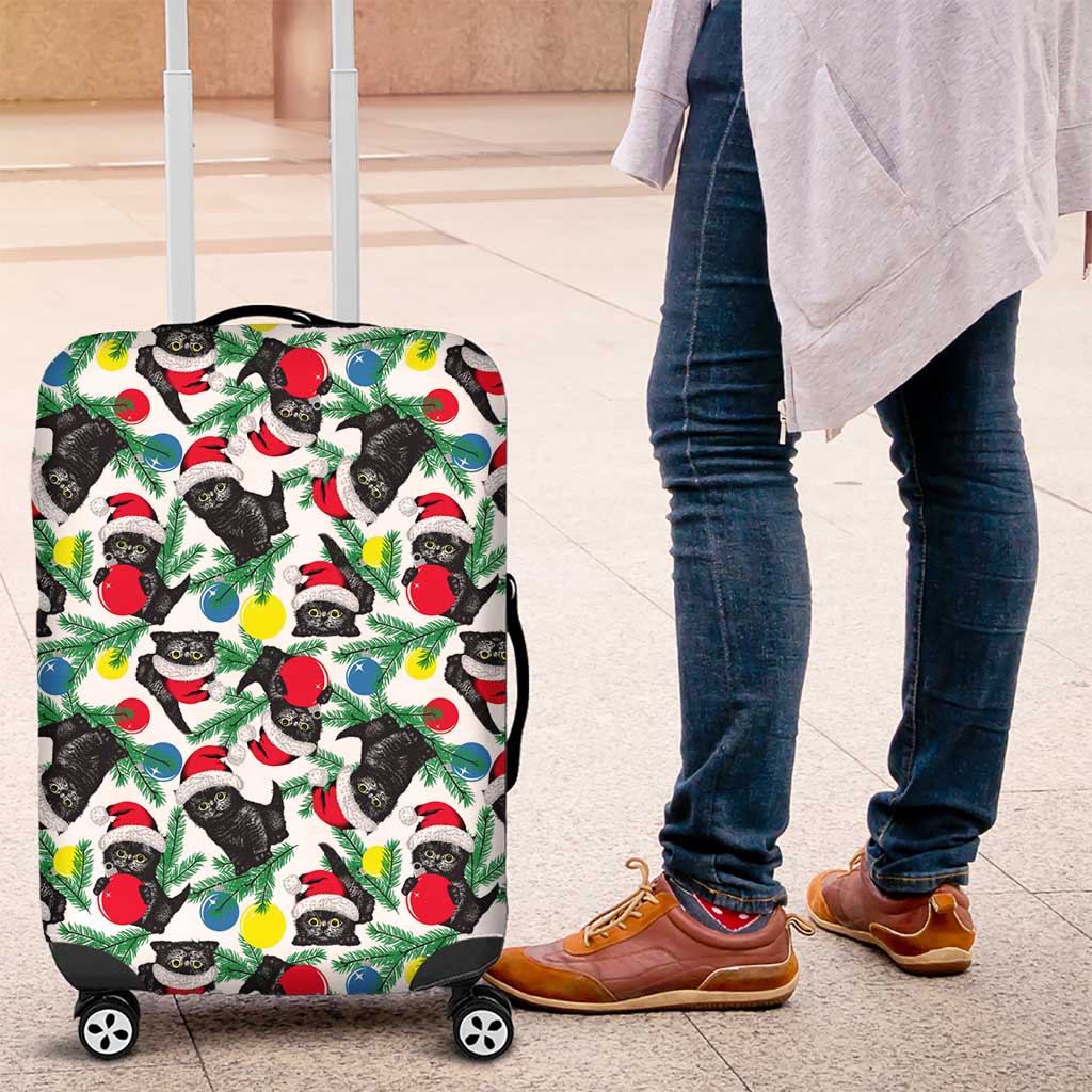 Black Cat Christmas Christmas Luggage Cover Xmas Holiday Patterns - Wonder Print Shop