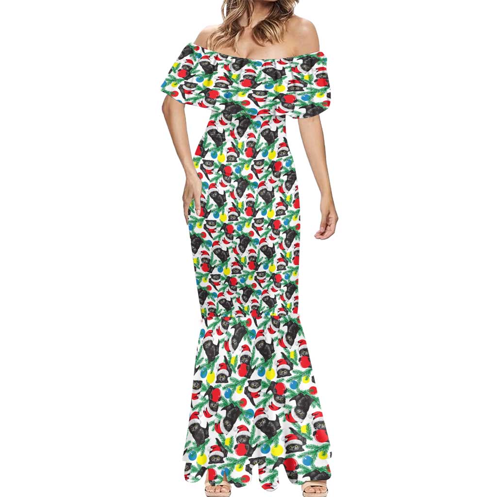 Black Cat Christmas Christmas Mermaid Dress Xmas Holiday Patterns - Wonder Print Shop
