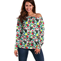 Black Cat Christmas Christmas Off Shoulder Sweater Xmas Holiday Patterns - Wonder Print Shop