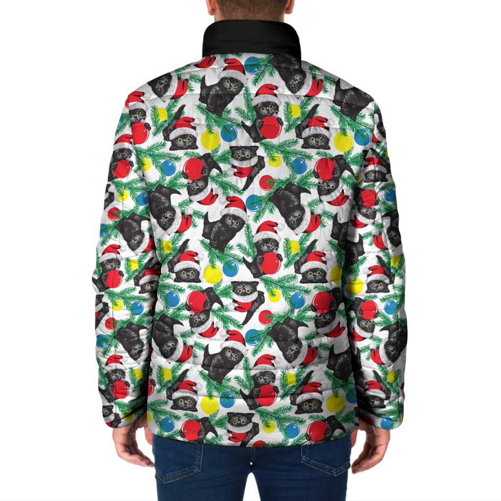 Black Cat Christmas Christmas Padded Jacket Xmas Holiday Patterns - Wonder Print Shop