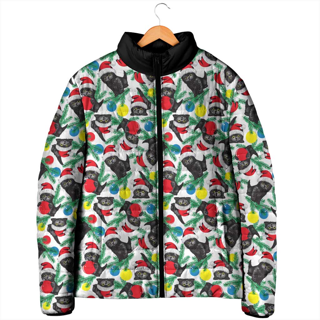 Black Cat Christmas Christmas Padded Jacket Xmas Holiday Patterns - Wonder Print Shop