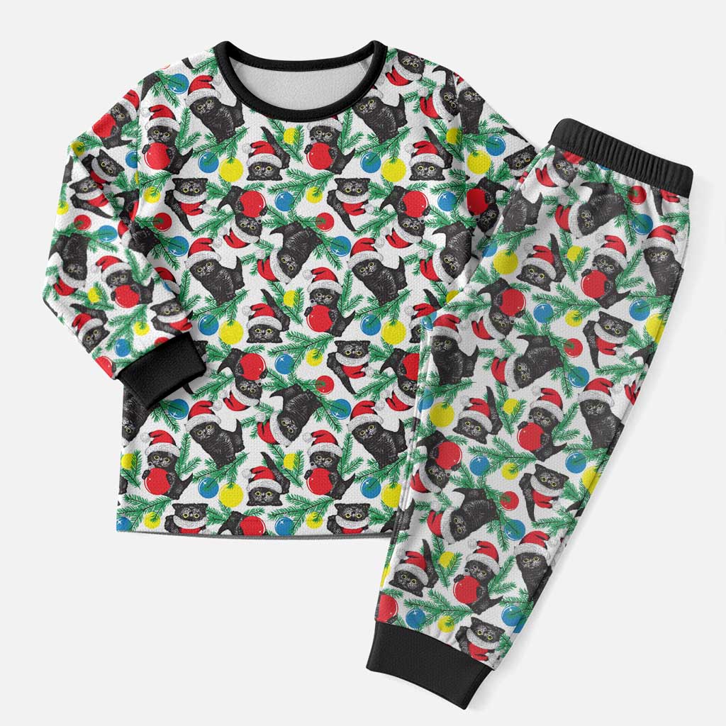 Black Cat Christmas Christmas Pajama Set Xmas Holiday Patterns - Wonder Print Shop