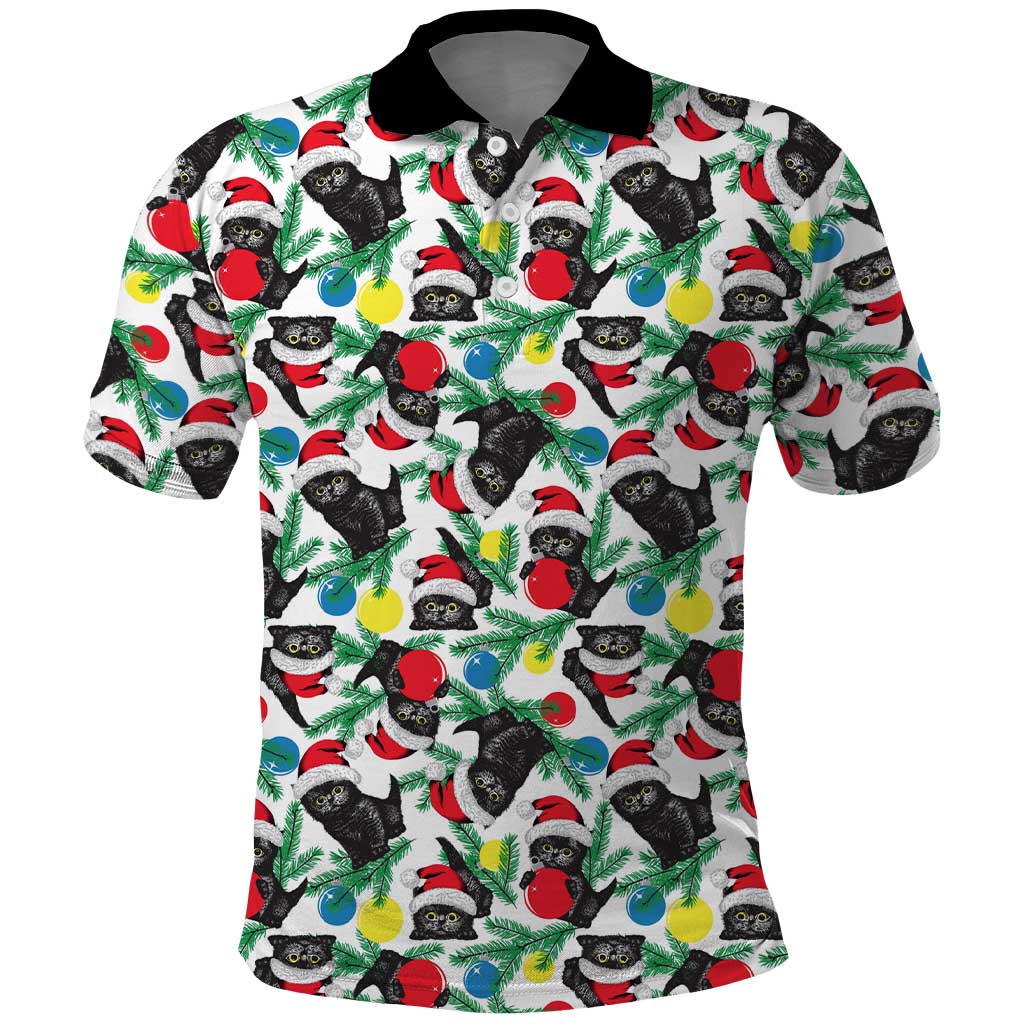 Black Cat Christmas Christmas Polo Shirt Xmas Holiday Patterns - Wonder Print Shop