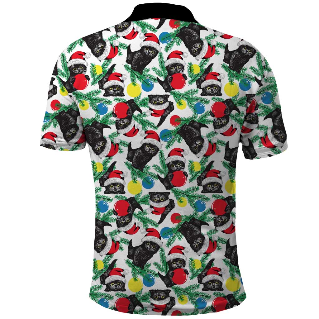 Black Cat Christmas Christmas Polo Shirt Xmas Holiday Patterns - Wonder Print Shop
