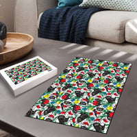 Black Cat Christmas Christmas Puzzle Xmas Holiday Patterns - Wonder Print Shop