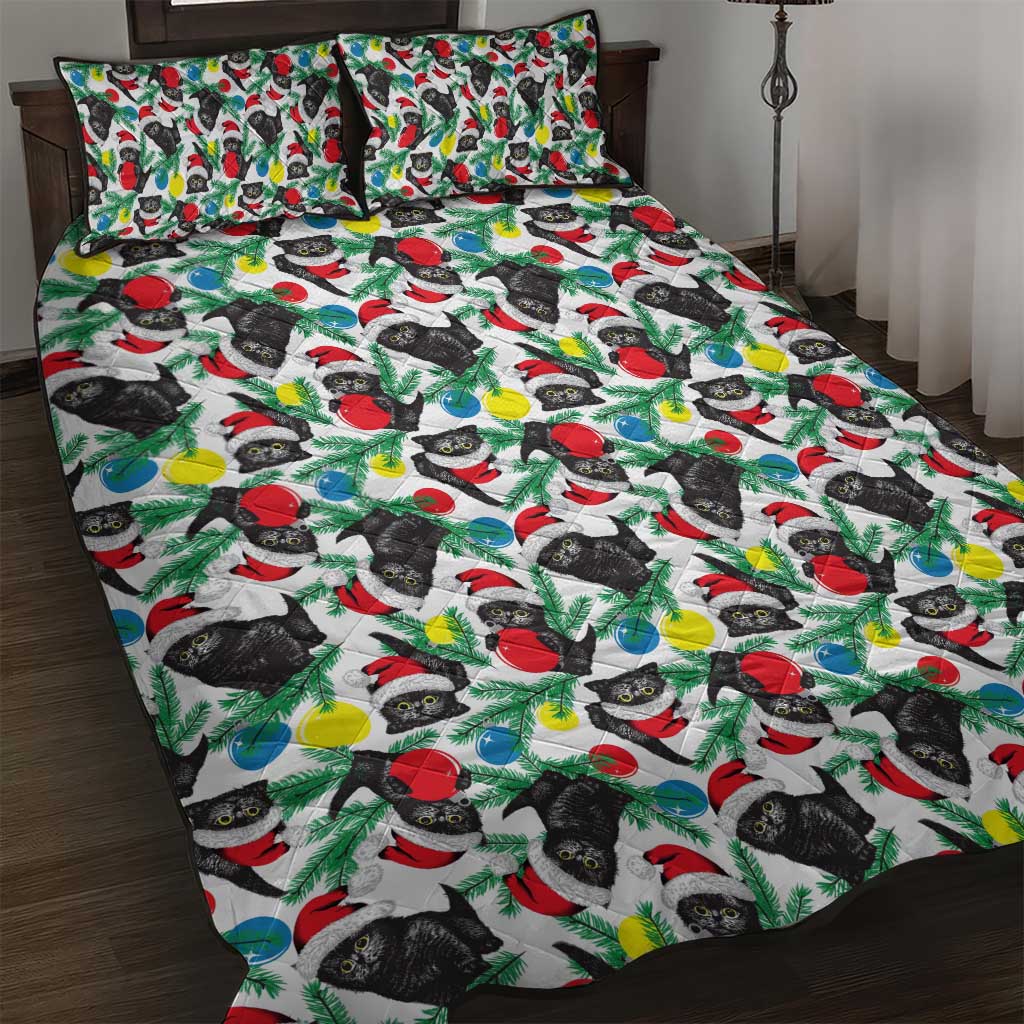Black Cat Christmas Christmas Quilt Bed Set Xmas Holiday Patterns - Wonder Print Shop