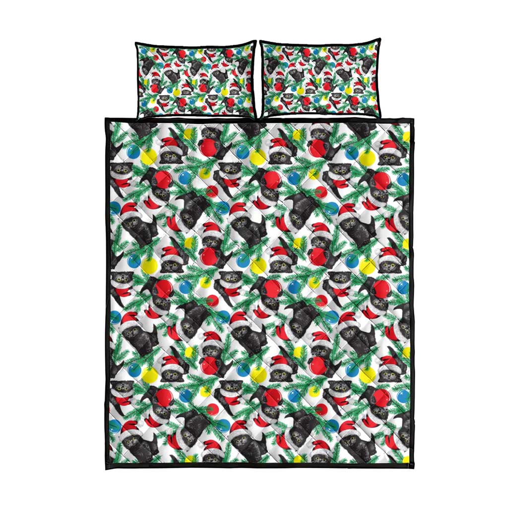 Black Cat Christmas Christmas Quilt Bed Set Xmas Holiday Patterns - Wonder Print Shop
