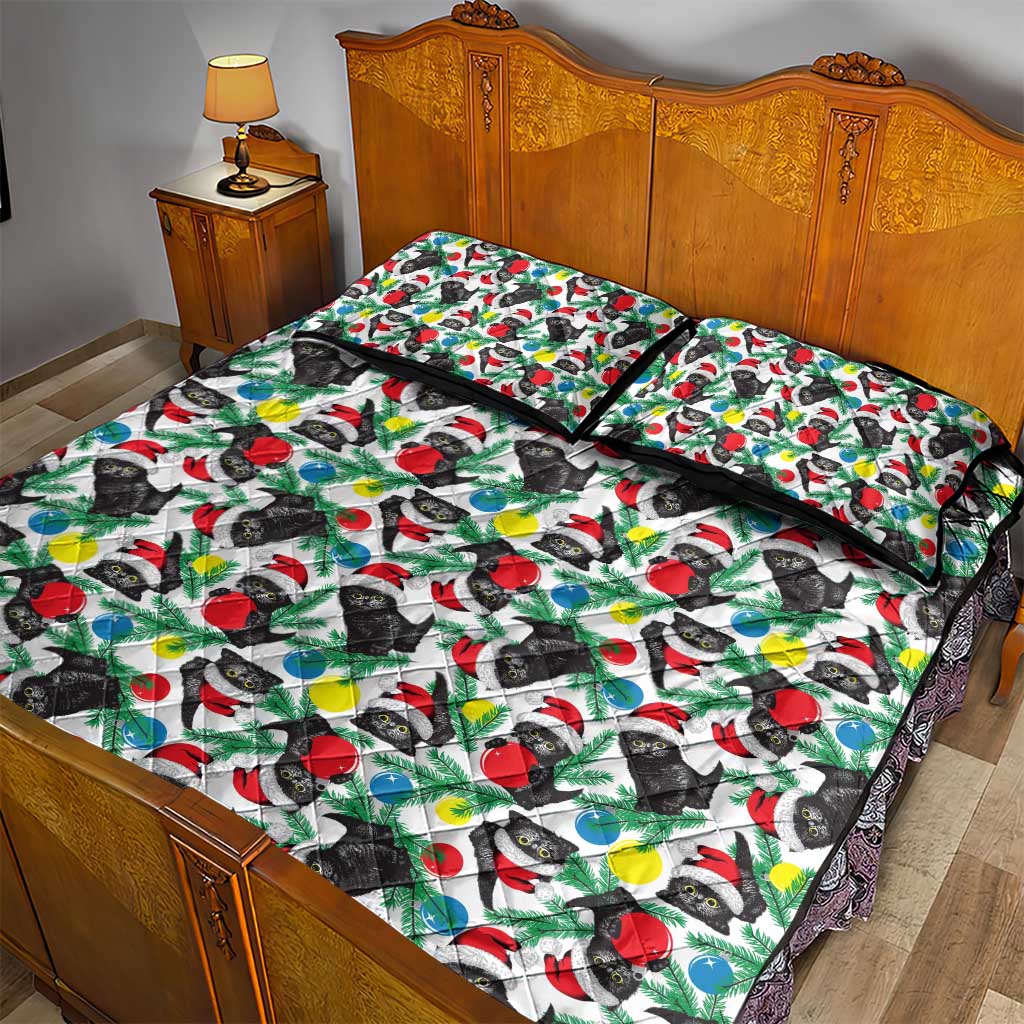 Black Cat Christmas Christmas Quilt Bed Set Xmas Holiday Patterns - Wonder Print Shop