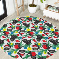 Black Cat Christmas Christmas Round Carpet Xmas Holiday Patterns - Wonder Print Shop