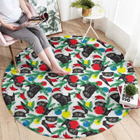Black Cat Christmas Christmas Round Carpet Xmas Holiday Patterns - Wonder Print Shop