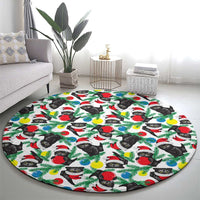 Black Cat Christmas Christmas Round Carpet Xmas Holiday Patterns - Wonder Print Shop
