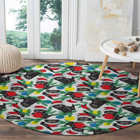 Black Cat Christmas Christmas Round Carpet Xmas Holiday Patterns - Wonder Print Shop
