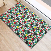 Black Cat Christmas Christmas Rubber Doormat Xmas Holiday Patterns - Wonder Print Shop
