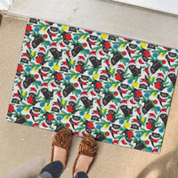 Black Cat Christmas Christmas Rubber Doormat Xmas Holiday Patterns - Wonder Print Shop