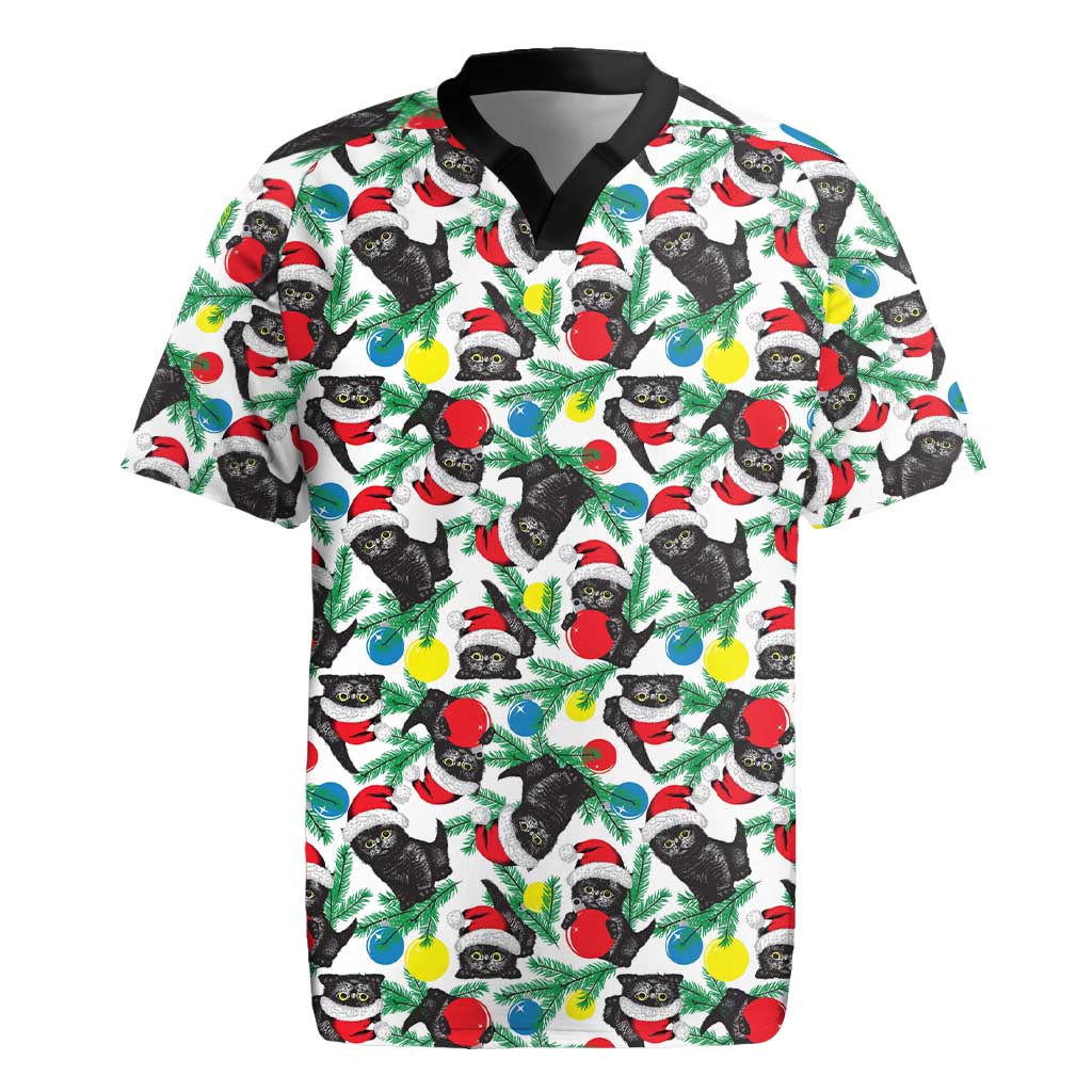 Black Cat Christmas Christmas Rugby Jersey Xmas Holiday Patterns - Wonder Print Shop