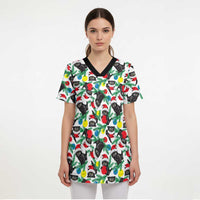 Black Cat Christmas Christmas Scrub Top Xmas Holiday Patterns - Wonder Print Shop
