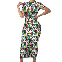 Black Cat Christmas Christmas Short Sleeve Bodycon Dress Xmas Holiday Patterns - Wonder Print Shop