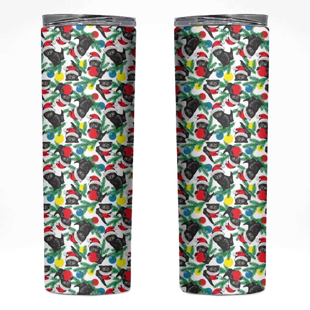 Black Cat Christmas Christmas Skinny Tumbler Xmas Holiday Patterns - Wonder Print Shop