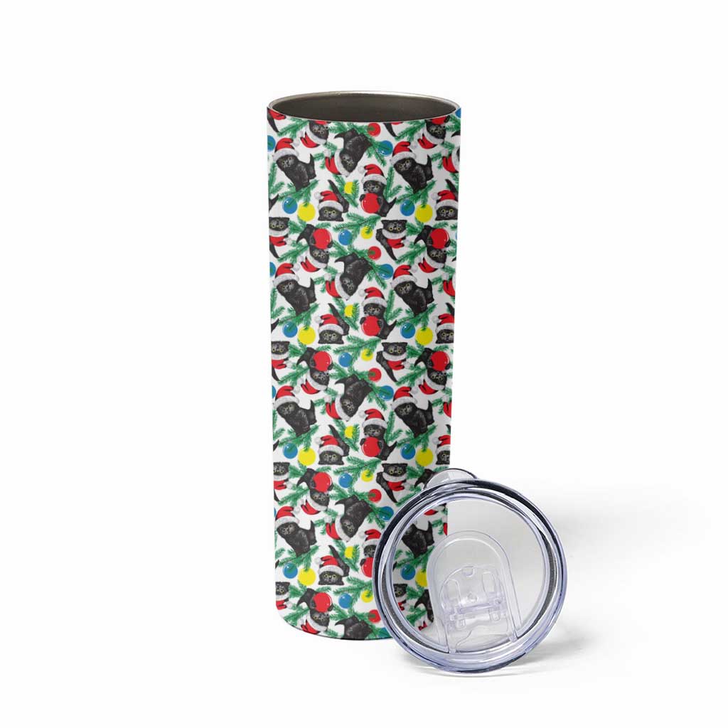Black Cat Christmas Christmas Skinny Tumbler Xmas Holiday Patterns - Wonder Print Shop