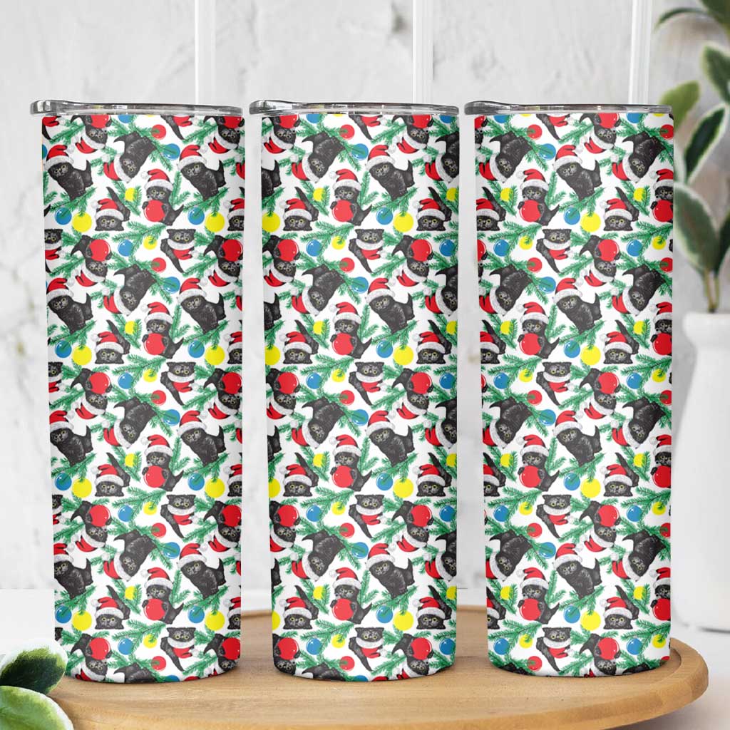Black Cat Christmas Christmas Skinny Tumbler Xmas Holiday Patterns - Wonder Print Shop