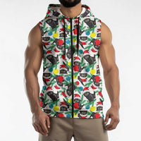 Black Cat Christmas Christmas Sleeveless Zip Hoodie Xmas Holiday Patterns - Wonder Print Shop