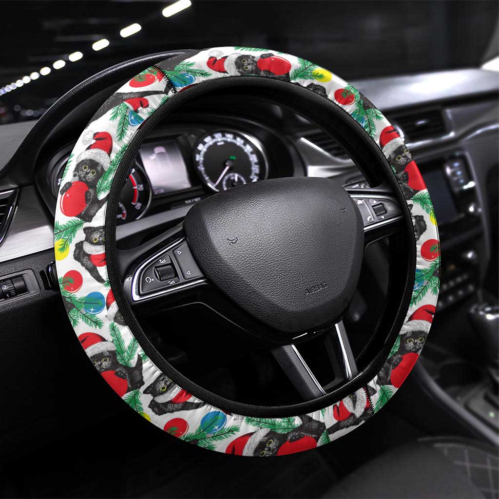 Black Cat Christmas Christmas Steering Wheel Cover Xmas Holiday Patterns - Wonder Print Shop