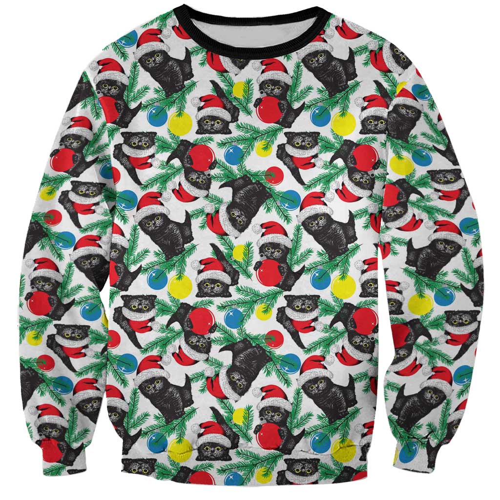 Black Cat Christmas Christmas Sweatshirt Xmas Holiday Patterns - Wonder Print Shop