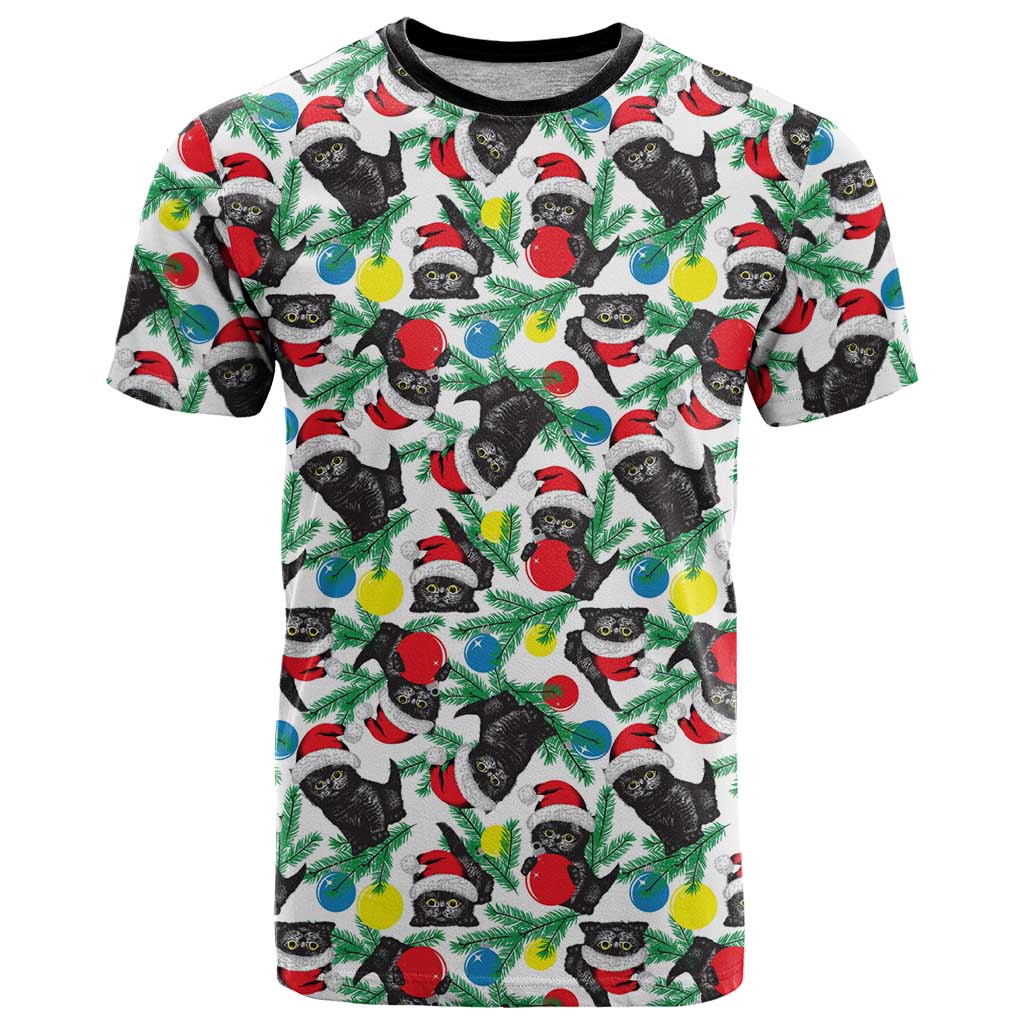 Black Cat Christmas Christmas T Shirt Xmas Holiday Patterns - Wonder Print Shop